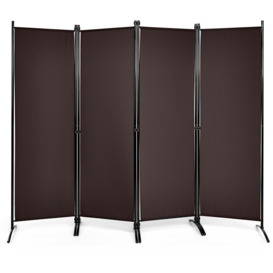Hurhula 4-Panel 173Cm Room Divider Folding Fabric Privacy Screen W/Steel Frame Black/Coffee/White