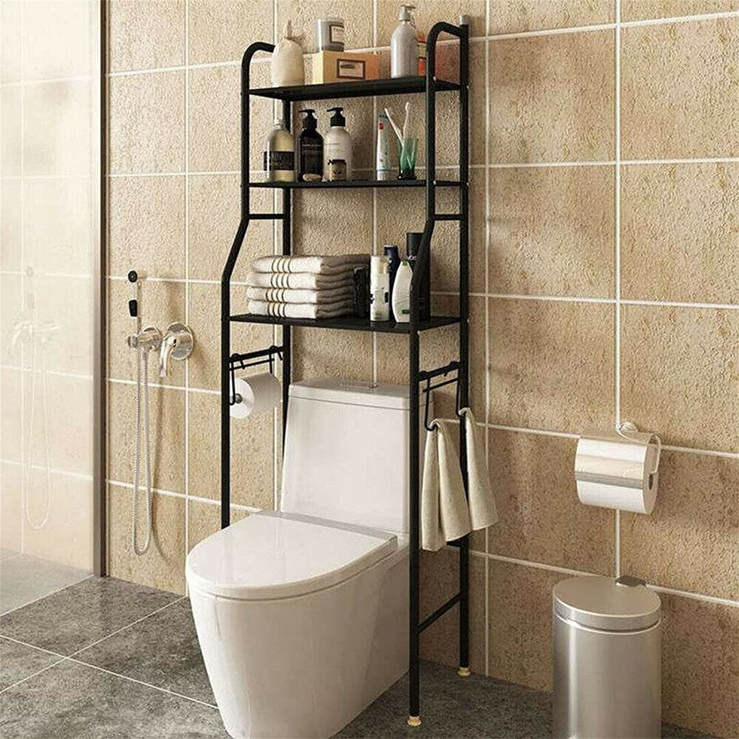 3 Tier Organizer Stand Bathroom Shelf Over Toilet Storage Rack Laundry Shelf Unit Organizer Rack Space Saving Organizer Stand Black