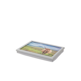Lap Tray with Cushion, Standing Highland Cow, Multi-Colour, 33 x 44 x 8 cm