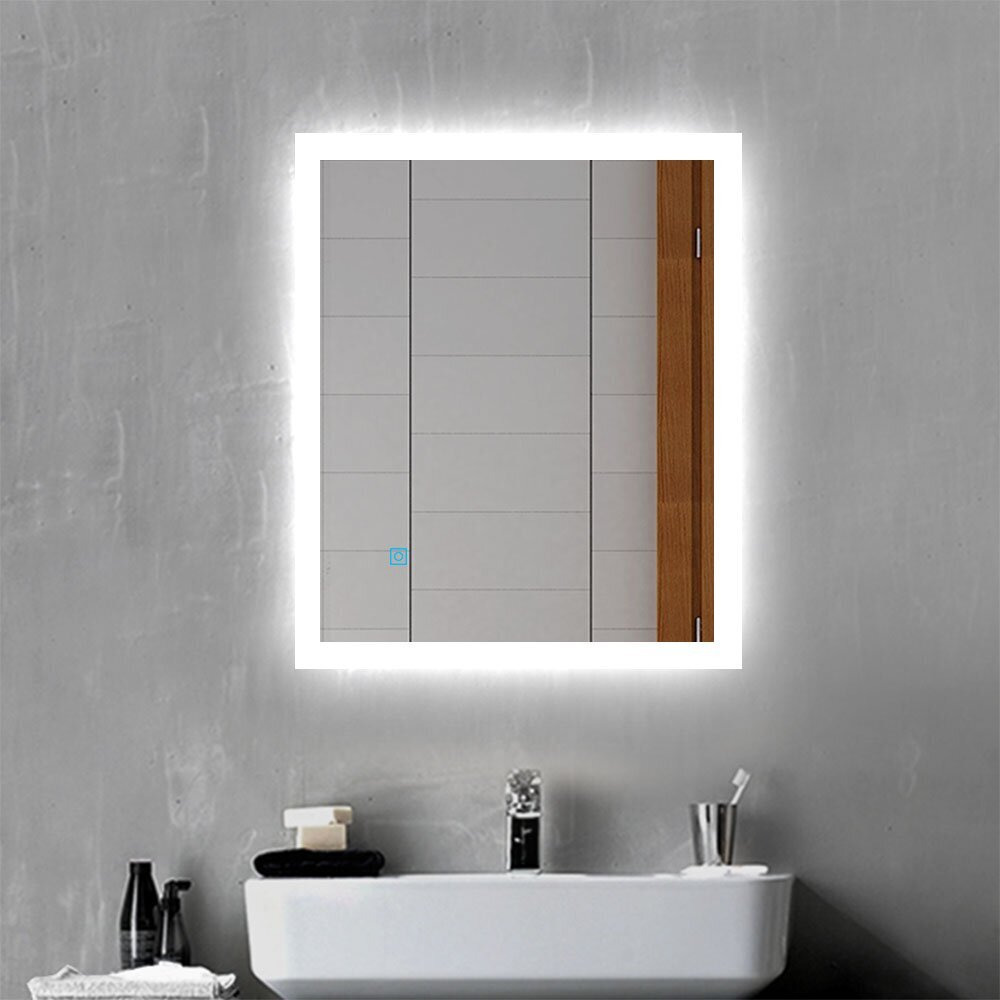 60X50 Illuminated Led Bathroom Mirror With Demister - Single Touch Sensor Switch