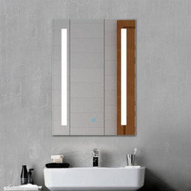 50X70 Bathroom Mirror With LED Lights Demister Pad Touch Control Wall Mount Vertical