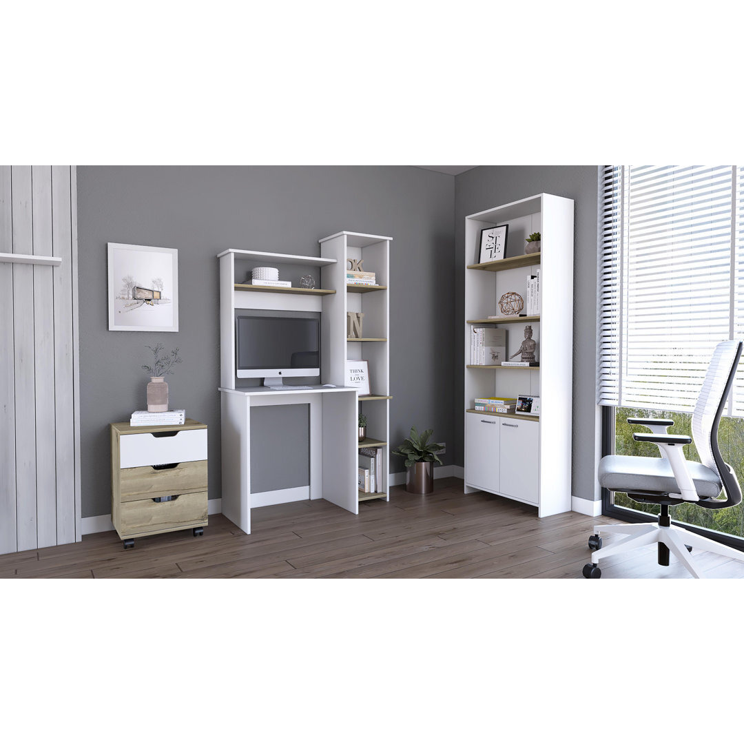 Z Office Set, Heinrich Computer Center + Vilna Filing Cabinet + Z 63 Bookcase + Bookcase + Shelving Z 63