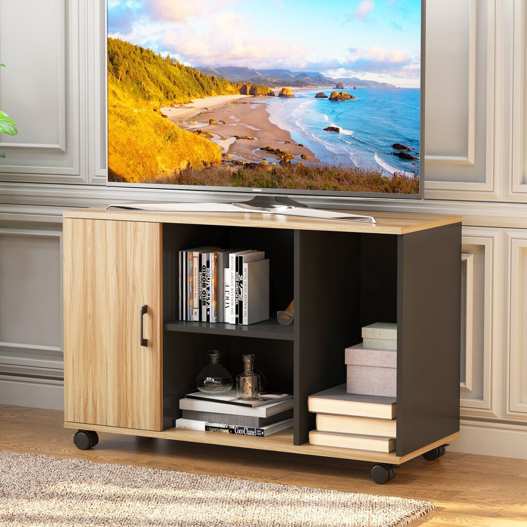 Mobile Lateral File Cabinet, Office Filing Cabinet,Rolling Storage Cabinet, Printer Stand With Open Storage Shelves And Wheels