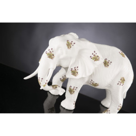 Mace African Father Elephant with Floral Decoration Statue
