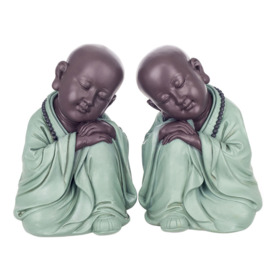 Morissette Decor and Go - Figure Monje Buddha Figure Decorative Salon 2 Piece Figurine Set