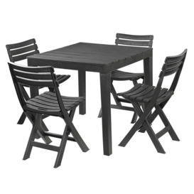 Plastic Dining Patio Garden Table Square + 4 Chairs