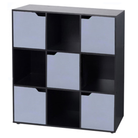 9 Cube Oak Bookcase + 5 Grey Doors