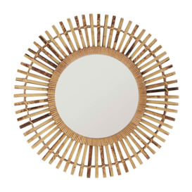Harriston Sunburst Wood Framed Wall Mounted Accent Mirror in Natural
