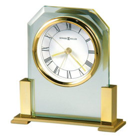 Modern & Contemporary Analog Quartz Alarm Tabletop Clock in Polished Brass/Clear