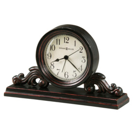 Bishop Traditional Analog Wood Quartz Alarm Tabletop Clock in Worn Black