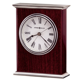 Kentwood Traditional Analog Quartz Alarm Tabletop Clock in Rosewood Hall/Nickel/Polished Silver