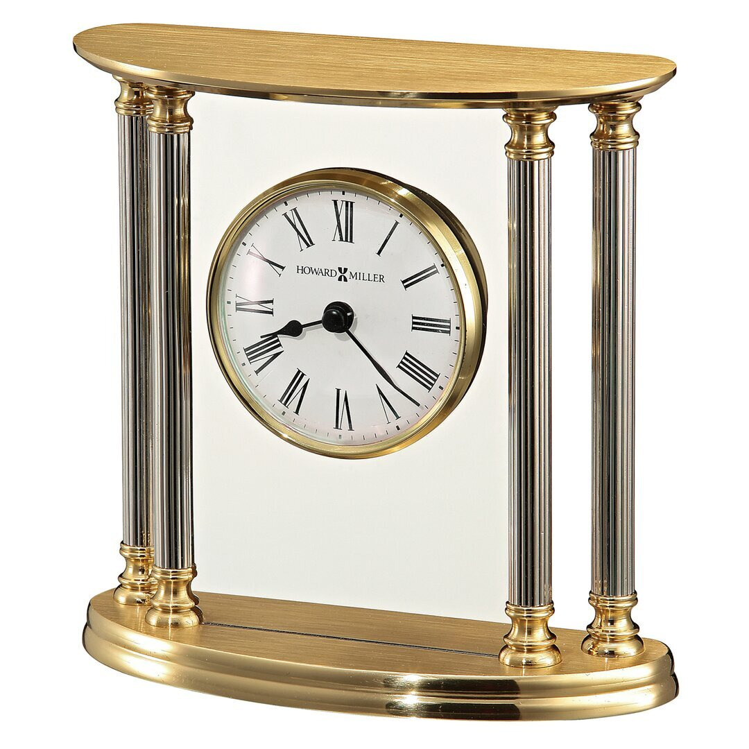 New Orleans Glam Analog Mirror Quartz Table Clock in Brass/Silver/Clear