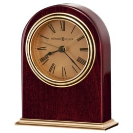 Parnell Traditional Analog Quartz Alarm Tabletop Clock in Rosewood Hall/Polished Brass