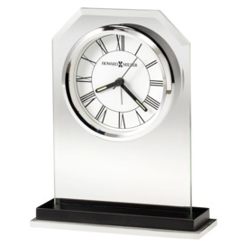 Emerson Modern & Contemporary Analog Quartz Alarm Tabletop Clock in Black Satin/White/Polished Silver