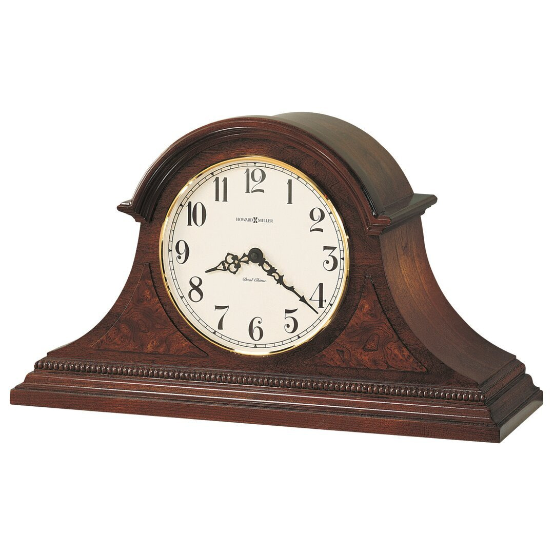 Fleetwood Traditional Analog Wood Quartz Tabletop Clock in Windsor Cherry