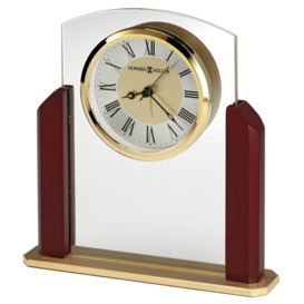 Winfield Modern & Contemporary Analog Quartz Alarm Tabletop Clock in Satin Rosewood/Silver/Brass