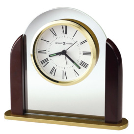 Derrick Modern & Contemporary Analog Crystal Quartz Alarm Tabletop Clock in Rosewood Hall/Clear