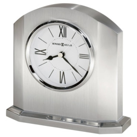 Lincoln Modern & Contemporary Analog Metal Quartz Alarm Tabletop Clock in Polished Silver