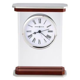 Mayfield Modern & Contemporary Analog Quartz Alarm Tabletop Clock in White/Brown/Silver