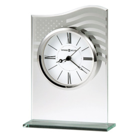 Liberty Modern & Contemporary Analog Quartz Alarm Tabletop Clock in Glass