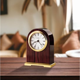 Carter Retro Analog Wood Quartz Table Clock in Rosewood Hall/Polished Brass
