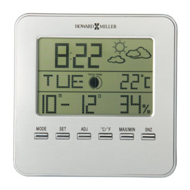 Weather Modern & Contemporary Digital Analog Metal Quartz Alarm Tabletop Clock in Satin Silver