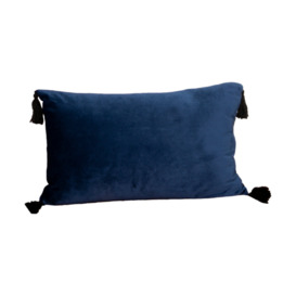 Blue Velvet Tassled Boudoir Cushion Cover