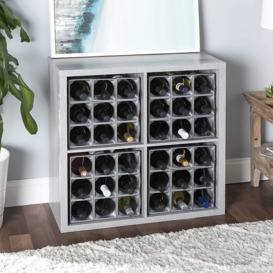Stackable Modular Wine Rack - 30 Bottle Set (25 Modules, 5 Top Plates) Silver. Store Up To 30 Bottles. Great For Organizing And Creating Storage Space