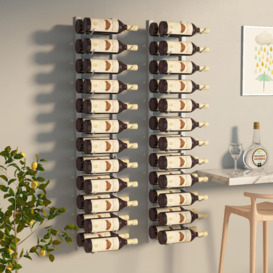 Belfry Kitchen Wall Mounted Wine Rack For 24 Bottles 2 Pcs Gold Iron