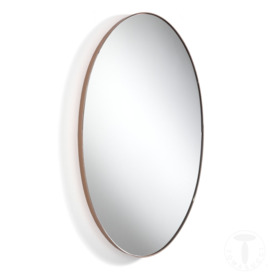 Aalim Oval Metal Framed Wall Mounted Accent Mirror in Brown