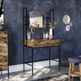 Oscar Industrial Dressing Table with Mirror, Modern Bedroom Furniture