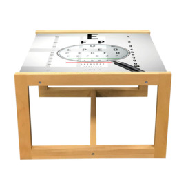 Eye Chart Coffee Table, Modern Examining Magnifying Glass, Acrylic Glass Center Table With Wooden Frame For Offices Dorms Pale Grey Charcoal Grey