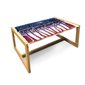 Night Coffee Table, Forest Trees Moon Starry Sky Mystic Woodland Wanderlust Adventure Time, Acrylic Glass Center Table With Wooden Frame For Offices D