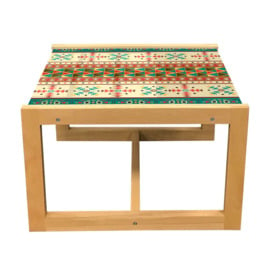 Colorful Coffee Table, Style Striped Pattern With Elements Art Print, Acrylic Glass Center Table With Wooden Frame For Offices Dorms Coral Teal Beige