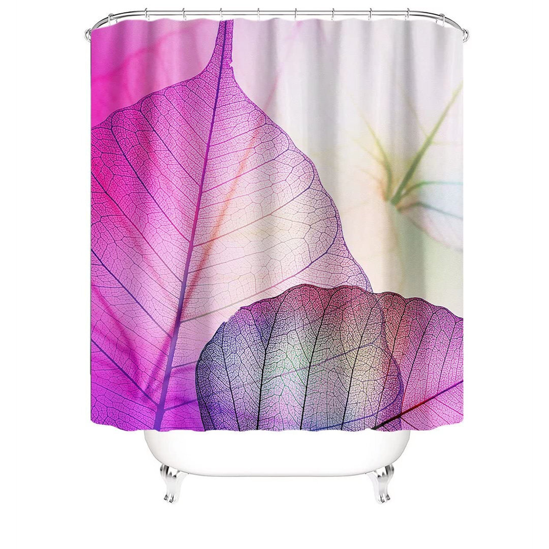 Jahmez 13 Piece Leaf Polyester Shower Curtain Set + Hooks