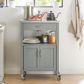 Enevold 60 Cm Kitchen Trolley Stainless Steel Top with Locking Wheels