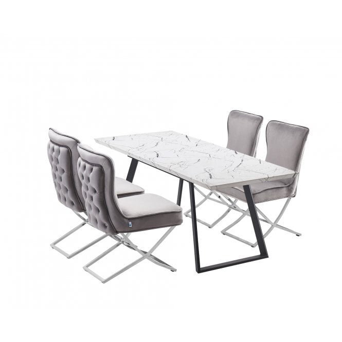Boroughbridge Dining Set - an Extendable Dining Table & 4 Atarah Upholstered Dining Chairs