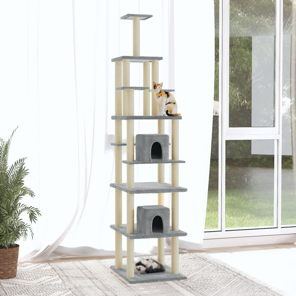 Archie & Oscar Cat Tree With Sisal Scratching Posts Light Grey 216 Cm