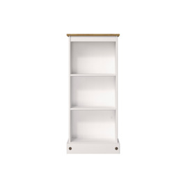 Keedysville Low Narrow Bookcase, White and Antique Wax Finish