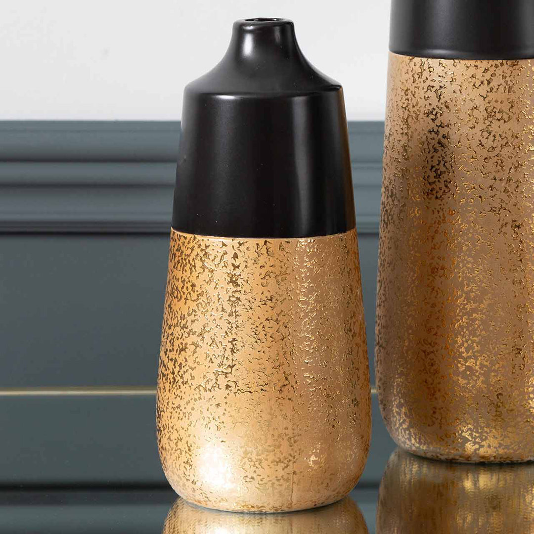 BulgerHills Ceramic Vase For Living Room Furniture, Luxury Handmade Table Vase in Black and Gold