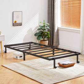 Metal Platform Folding Bed Frame For Adults, Kids, Teenagers, Black