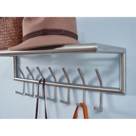 Jansen 14 - Hook Wall Mounted Coat Rack with Storage in Silver