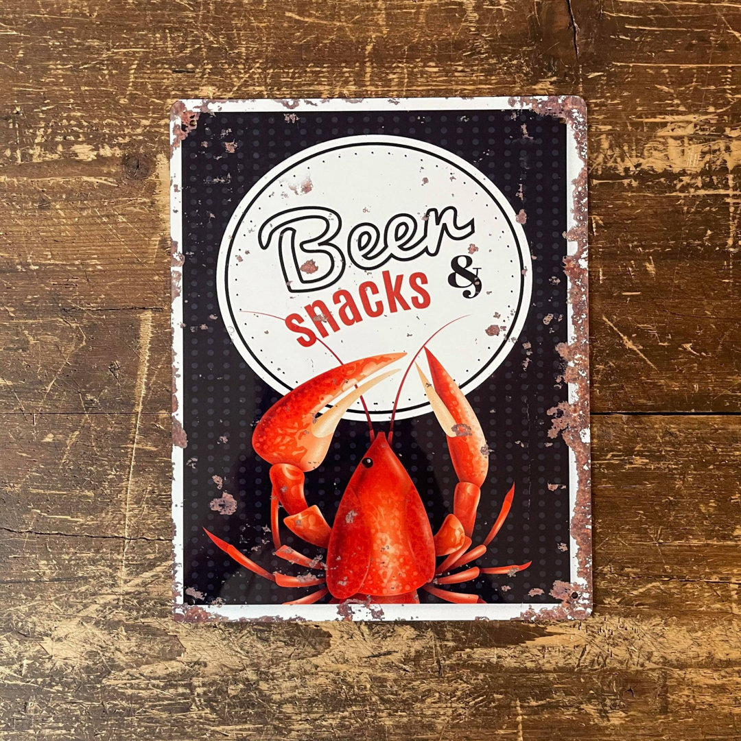Beers Snacks Lobster Metal Vintage Wall DÃ©cor