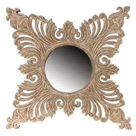 Morethampstead Novelty Wood Framed Wall Mounted Accent Mirror in Brown