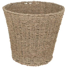 MantraRaj Seagrass Basket Natural Round Seagrass Waste Paper Basket Bin For Home Office