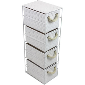 Breakwater Bay Four Drawer White Storage Unit With Rope Handles - Storage Cabinet Unit For Bedroom Bathroom Home Office - Multi Purpose Cabinet Perfec