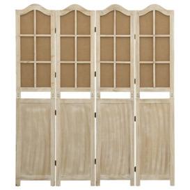 5-Panel Room Divider White 178X165 Cm Solid Wood Paulownia