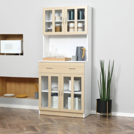 Ahkeem Modern Kitchen Cupboard, Freestanding Storage Cabinet Hutch With Central Drawer
