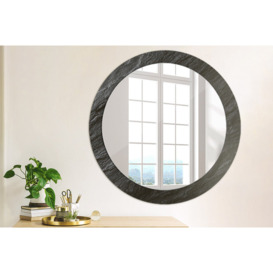 Huldar Round Glass Framed Wall Mounted Accent Mirror in Black