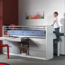 Bonny European Single (90 x 200cm) Mid Sleeper Loft Bed Bed with Built-in-Desk by Vipack